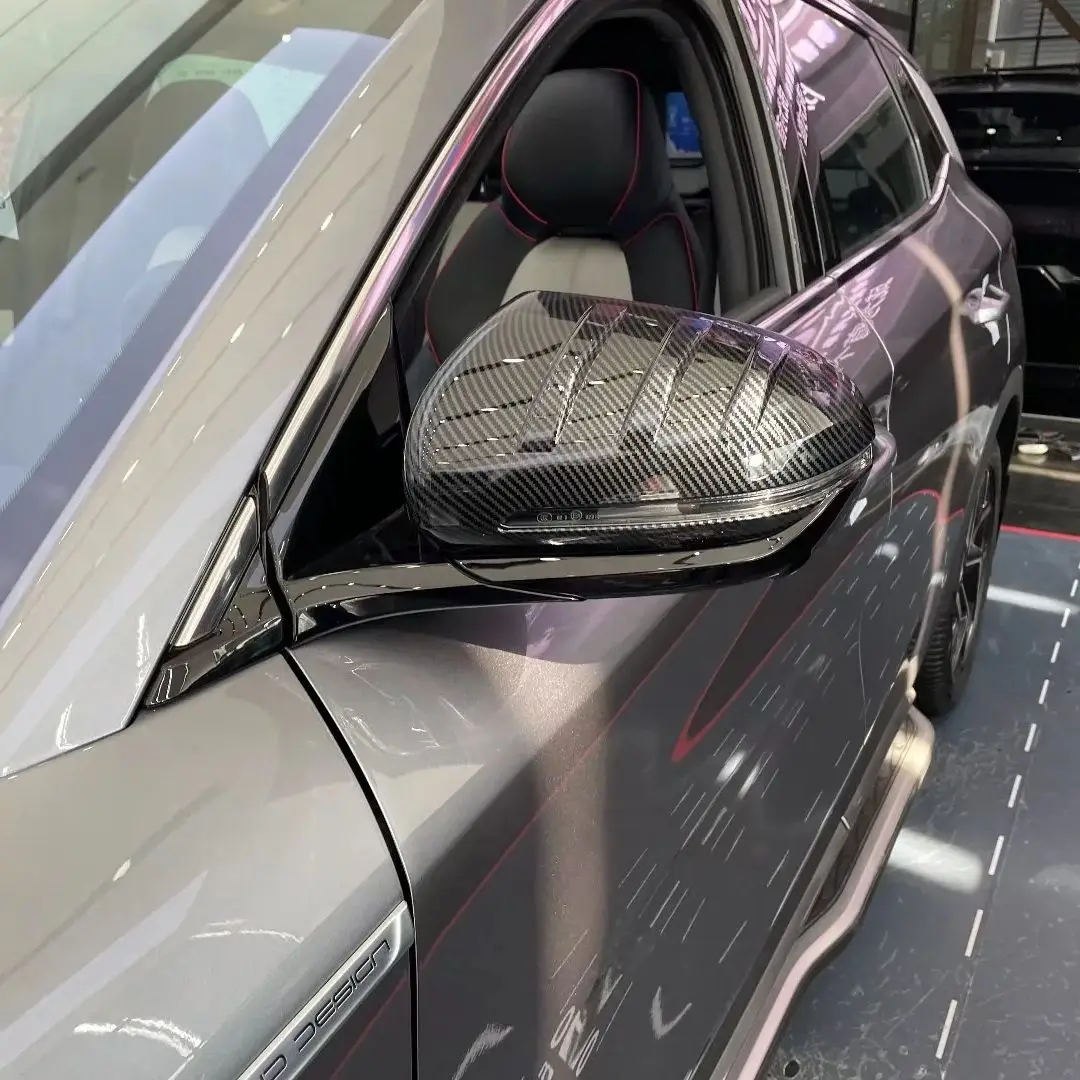 

For BYD YUAN PLUS EV ATTO 3 2022 2023 ABS Carbon Fiber Black Rearview Mirror Cap Cover Trim Sticker Exterior Styling Accessories