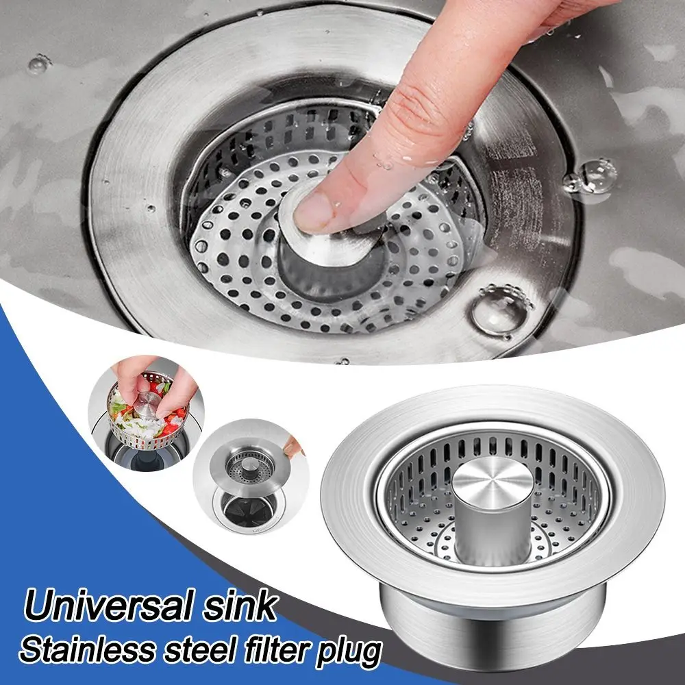 3 in 1 Kitchen Sink Drain Strainer Stainless Steel Pop-up Sink Plug Anti-Clog Food Catcher Basket sink filter kitchen sink filter sink strainer kitchen sink strainer