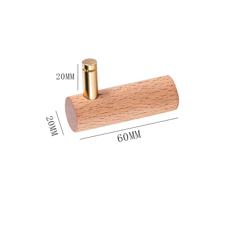 1Pc Brass Solid Wood Hooks Creative Wall-Mounted Bathroom Decorative Coat Hook For Home Key Wooden Hooks Kitchen Accessories 6