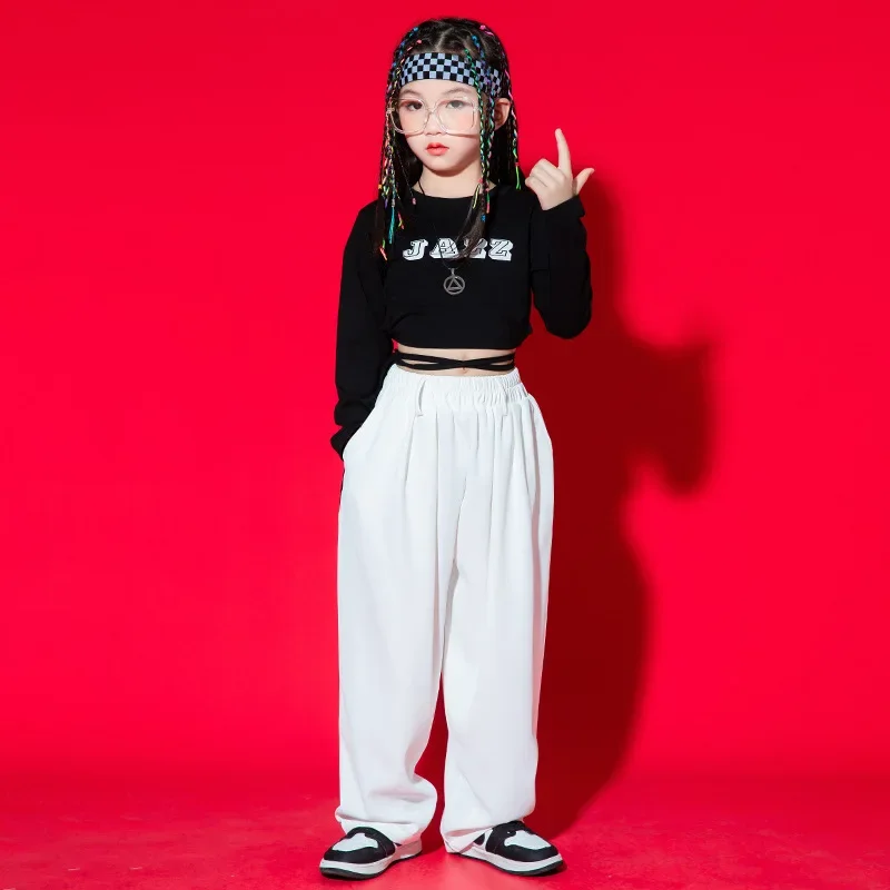 Girls Jazz Dance Performance Clothing Celebrities Crop Tops Children Streetdance Wear Training Clothes Hip Hop Dance Costume