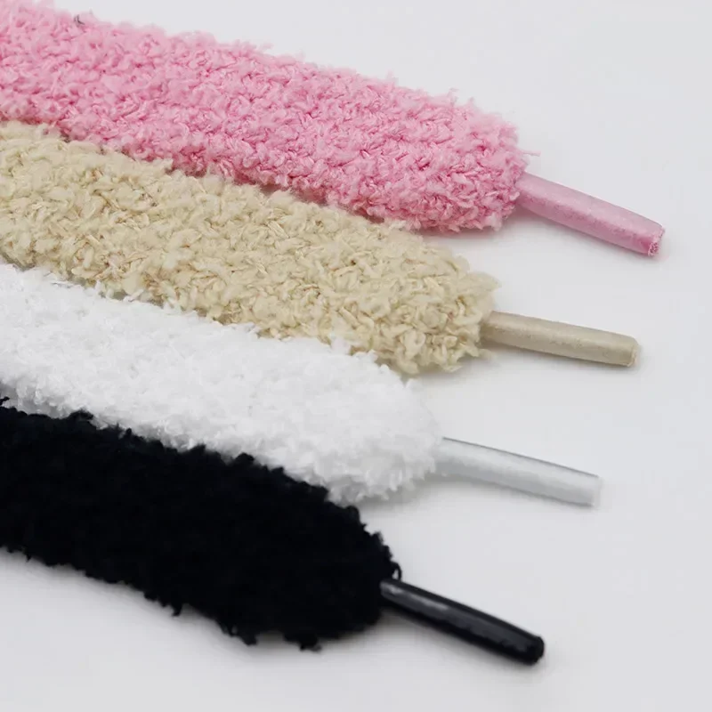 15mm Wide Flat Plush Towel Shoelaces Women Casual Sneakers Lady Shoes