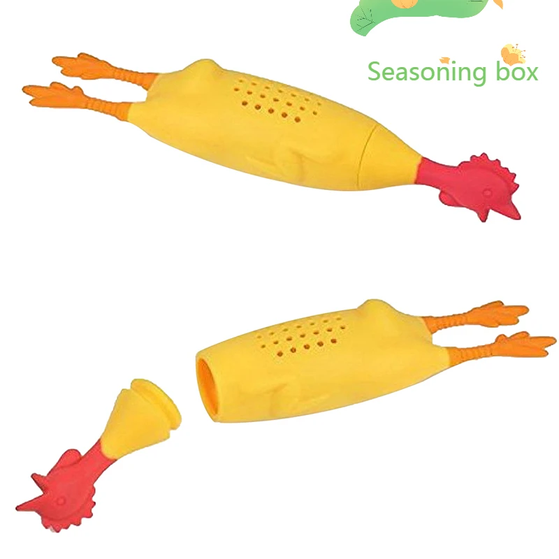Stew Soup Seasoning Box Yellow Chicken Shape Filter Silicone Strainer For Herbs Kitchen Gadget Accessories Reusable Spice Jar