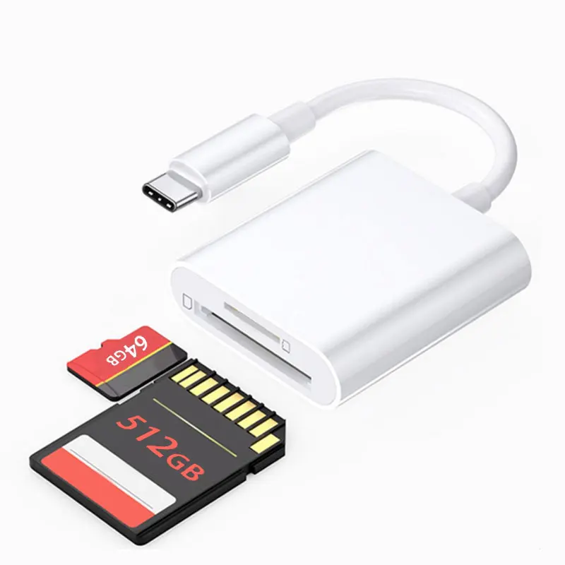 2'si 1 arada USB-C Kart Okuyucu, iPad Pro, Macbook ve Diğer Tabletler için USB C'den SD Kart'a OTG SD/TF Bellek Dönüştürücü