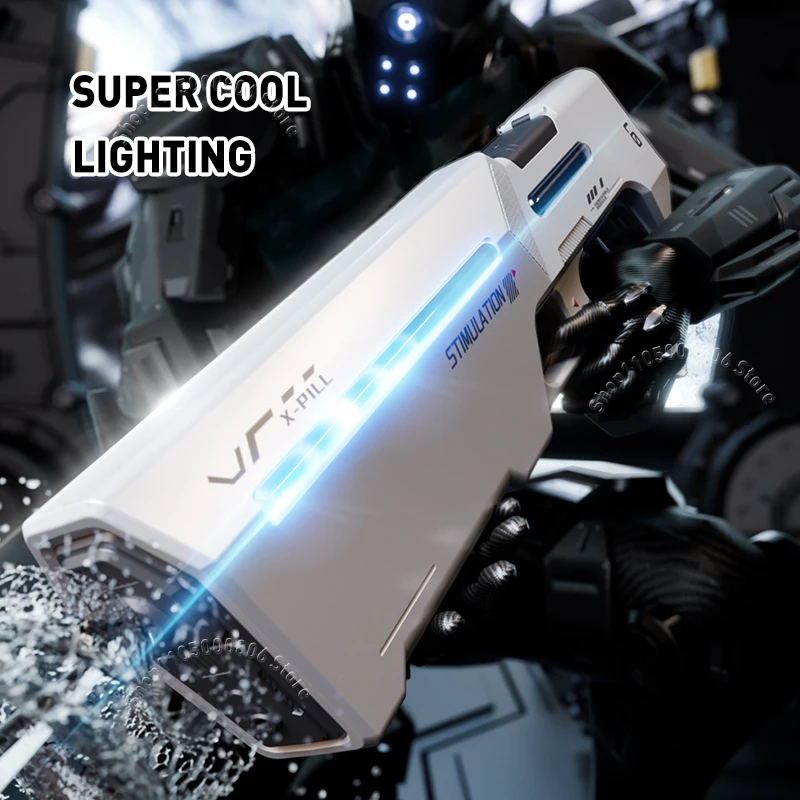 새로운 전기 펄스 물총 자동 물 보충 연속 발사 LED 라이트 모듈식 배터리 어린이 여름 야외 물놀이 장난감 선물
