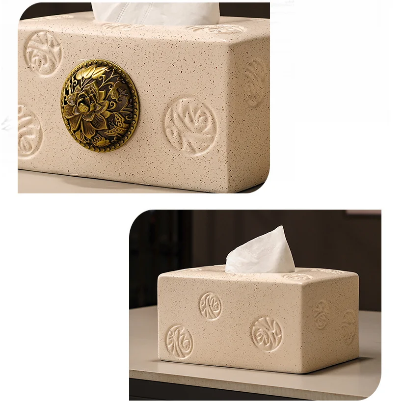 Ceramic tissue box, light luxury high-end living room, household coffee table, dining table paper, drawer paper box, high-end se 4