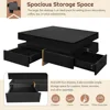 Modern Coffee Table with Storage, Contemporary Square Coffee Table with Drawers, High Gloss Modern Center Table 4