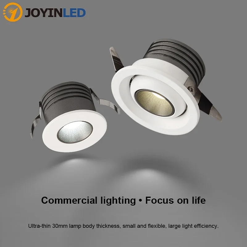 Commercial Lighting 3W Recessed LED Downlight Adjustable Round LED Ceiling Downlight Dimmable LED Spot Light Lamp For Mall