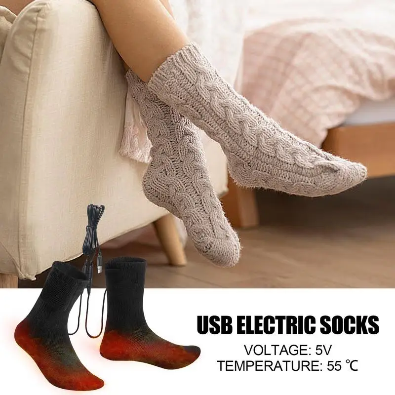 Unisex Heated Socks With USB Thermal Insulated Socks Winter Electric Heating Outdoor Spots Heated Boot Camping Skiing Sock