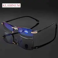 KLASSNUM 2025 Rimless Reading Glasses For Men Women Retro Square Ultralight Anti Blue Light Eyewear Optical Eyeglasse Resin Len