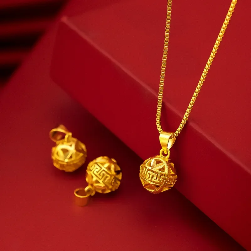 24K 9999 Real Gold Yellow Gold Small Hydrangea Pendant, Ideal for Jewelry Lovers