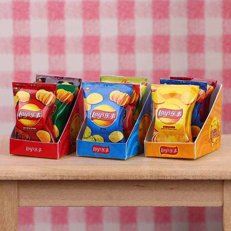 

1Set 1:12 Pretend Play Toy Dollhouse Miniature Potato Chips W/Box Potato Food Snack Model Kid Doll House Accessories