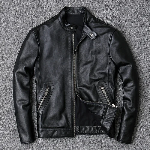 Men's Genuine Genuine Leather Jacket Leather Jacket Men's Natural