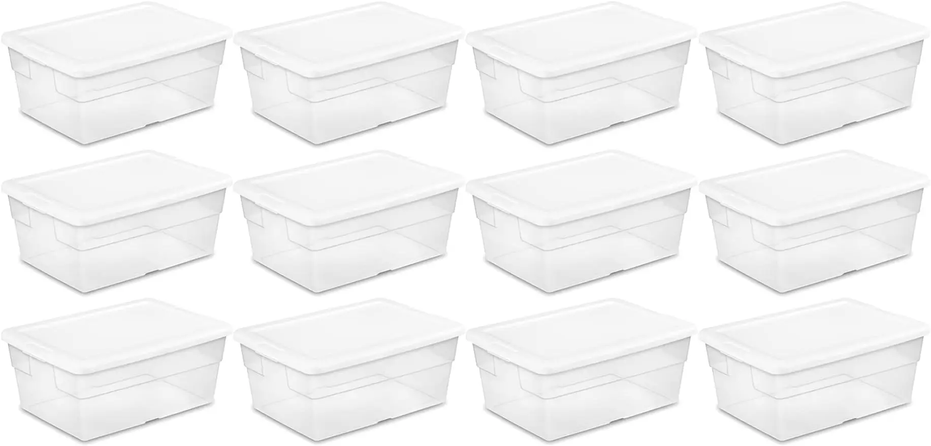 

Sterilite 16 Qt Storage Box, Stackable Bin with Lid, Plastic Container to Organize Shoes and Crafts on Closet Shelves,12-Pack