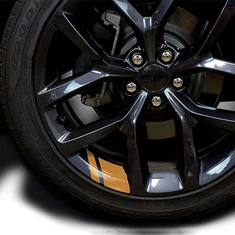 Reflective Car Wheel Rim Stripe Decal Set - 4 Piece Racing Style Exterior Accessory Pack