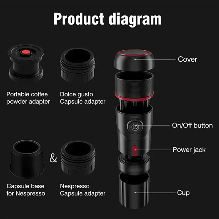 15Bar Espresso Machine Portable Coffee Machine for Car DC 12V Expresso Maker Nespresso Dolcegusto Capsule Coffee Powder for Home_voghion.com