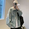 Denim Jackets Men Hole Raw Edge Streetwear Autumn All-match Long Sleeve Korean Commuting Style Youthful Teenagers Outwear Daily 6