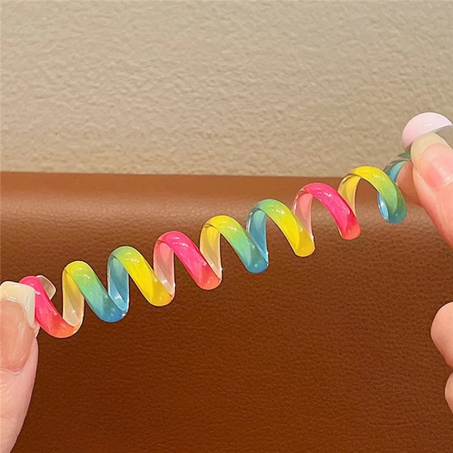 Rainbow Color Hair Braiding Tools For Girls Spiral Hairbands For