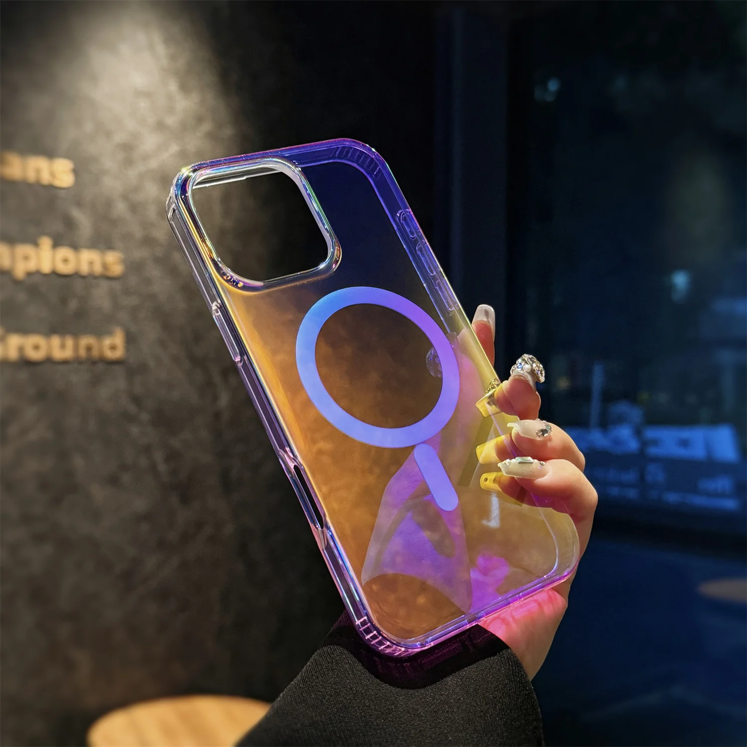 Aurora Gradient Laser Color Luggage-Style Phone Case, Blue