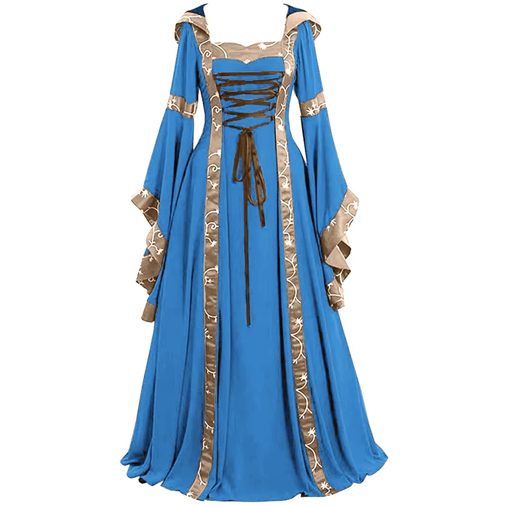 BlueMedievalDressWomenVestidosPartyPrincessRenaissanceCosplay