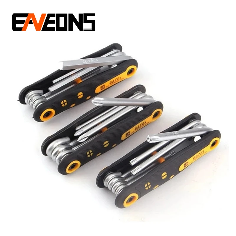 

8 In 1 Folding Hex Key Set Fold Plum Blossom Hexagonal Wrench Chrome Vanadium Steel Spanner Slotted Screwdriver Repair Hand Tool