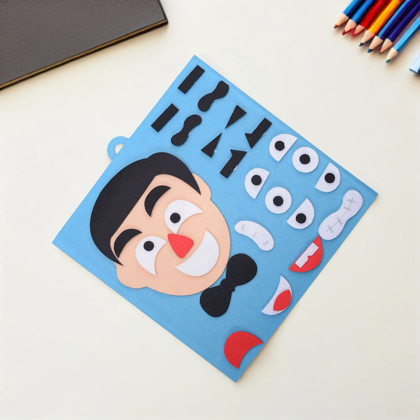 1Pcs 얼굴 퍼즐 조기 발달 교육 게임 세트 하늘색 DIY 감정 매칭 부모 자녀 상호 작용