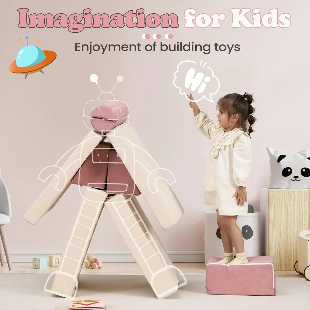 Kids Couch, Play Couch Sofa for Kids Imaginative Furniture Play Set for Creative Kids, Couch Sofa Foam Play Couch Indoor Outdoor 3