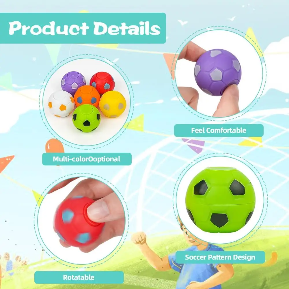 Mini Soccer Ball Fidget Spinner Toy Set - Party Favors & Stress Relief
