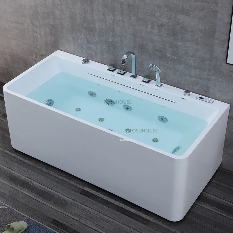Rectangle Spa Bathtubs Bathroom Fixture Acrylic Seat Bath Adults Surf Massage Waterfall Creative Household Hydromassage Bath