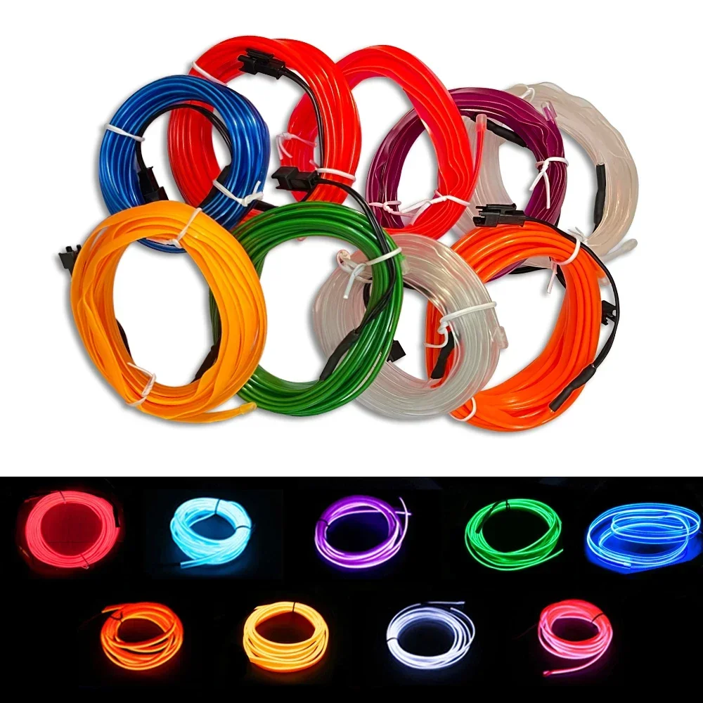 1M 2M 3M 5M Car Interior Lighting LED Strip Auto Decoration Wire Rope Tube Line
