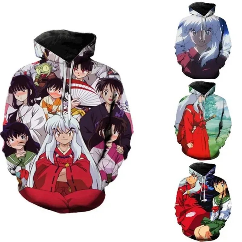 

Мужские и женские куртки, осенне-зимние теплые Универсальные толстовки с 3D-принтом, худи с принтом Inuyasha из аниме тематической серии
