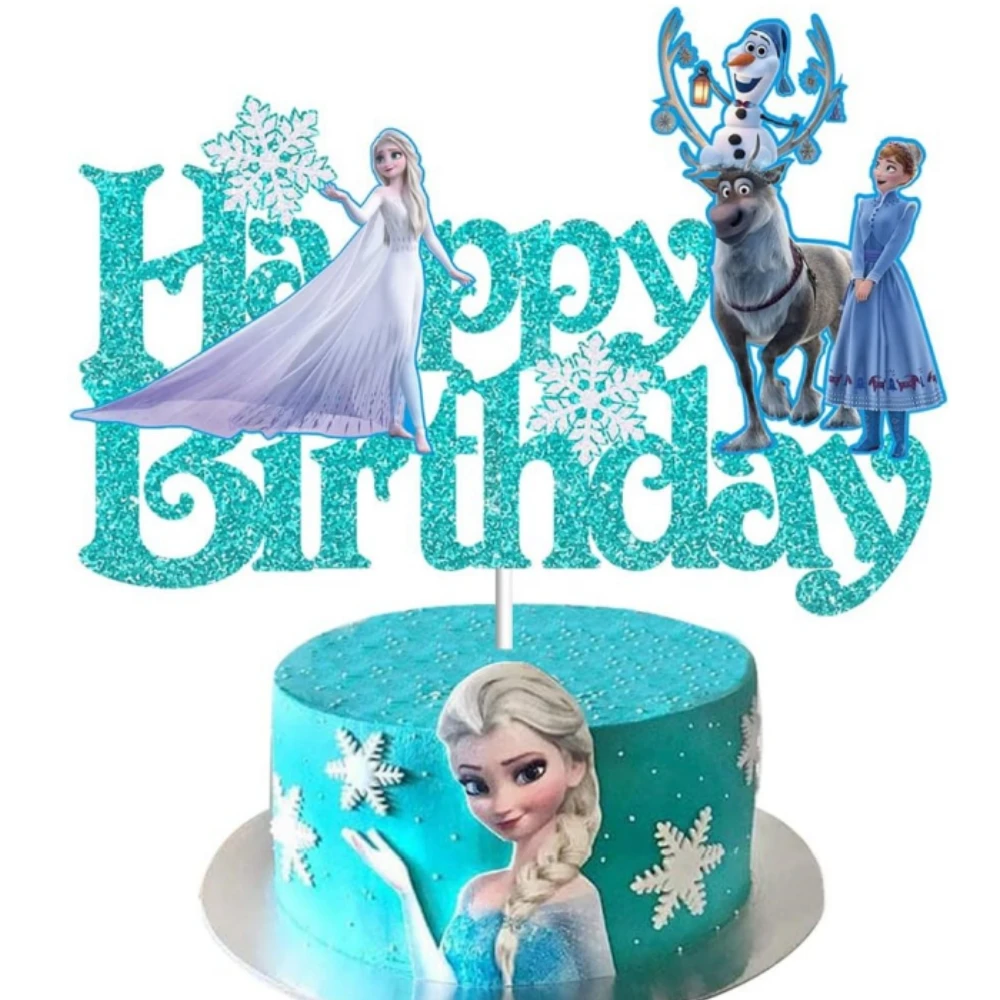 

Disney Frozen Cake Topper Princess Anna Elsa Happy Birthday Cake Decor Party Supplies for Kids Birthday Baby Shower Decorations