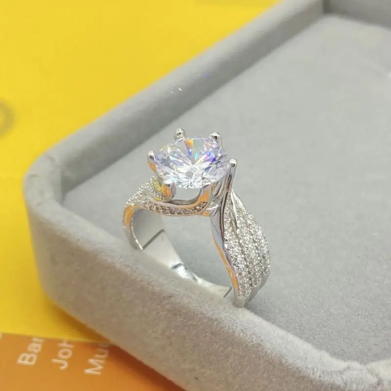 3Ct 5Ct Moissanite Diamond Ring Donna 925 Sterling Silver Lab Diamond Anello Di Fidanzamento Pass Tester Con Gra