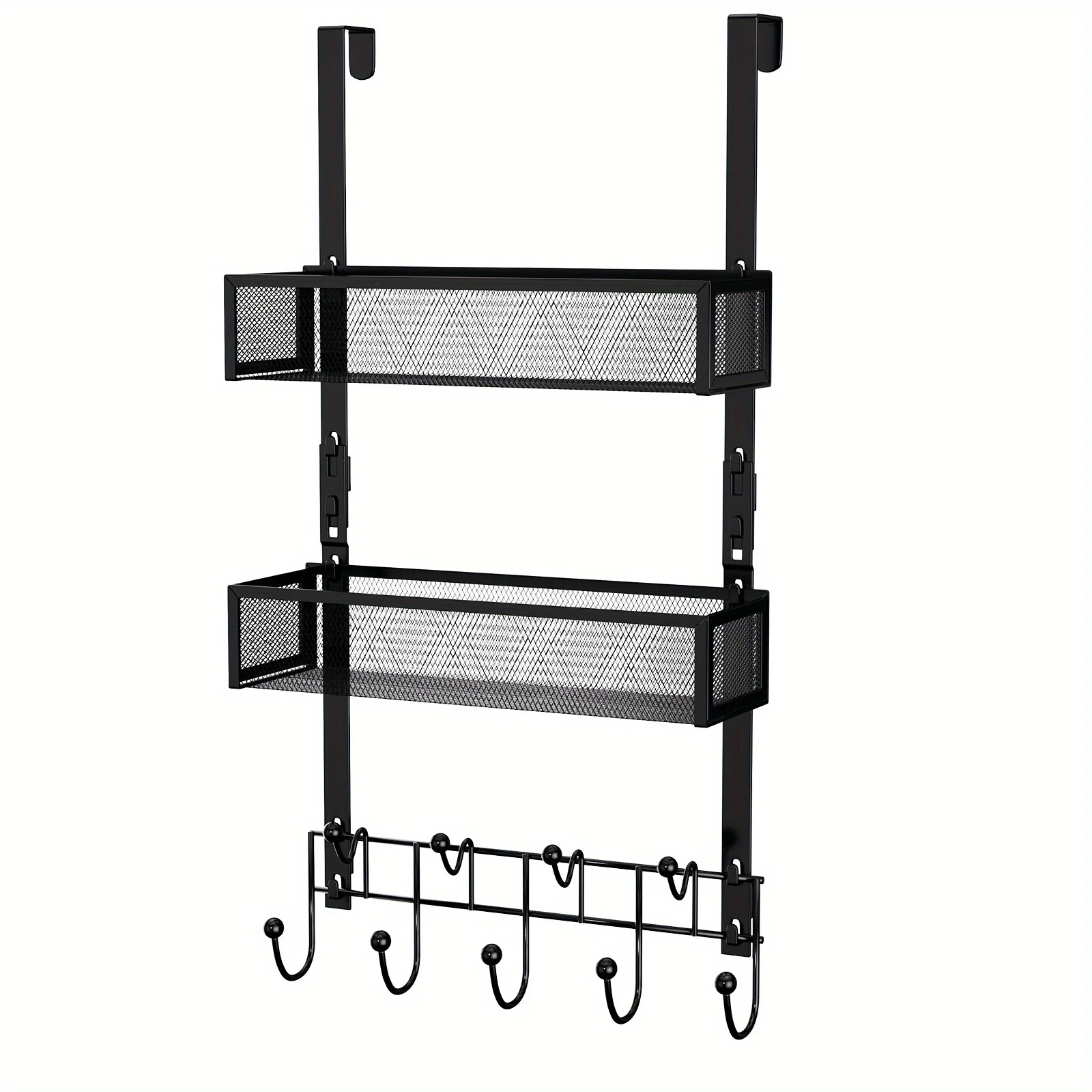 Over The Door Hooks with 9 Hooks and 2 Baskets, Rustproof & Waterproof 304 Stainless Steel Door Hanger, Over The Organizer