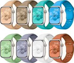 Colorful Waterproof Silicone Watch Straps - 8 Pack - 42 44 45 46 49 (Set M)