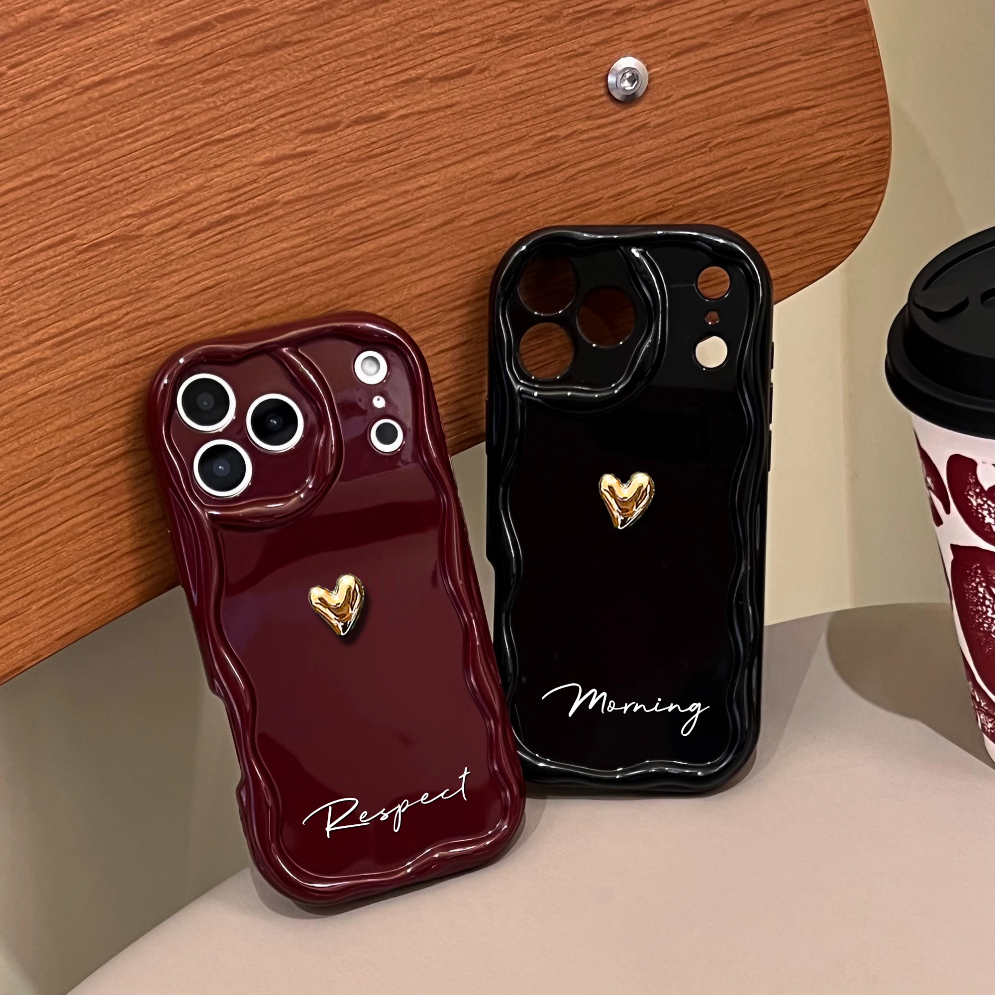 Custom Big Letters Name Burgundy Luxurious Phone Case Gifts For thumbnail 4