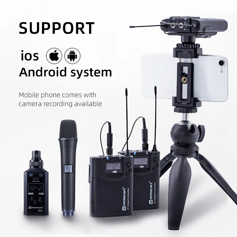 

Беспроводной микрофон Relacart CR2, двухканальный Профессиональный Lavaliver, совместимый с камерой и смартфоном