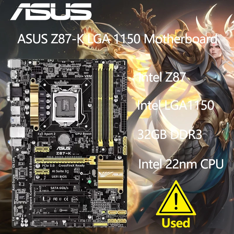 

Asus Z87-K Original Desktop Motherboard Z87 Socket LGA 1150 i7 i5 i3 DDR3 32G SATA3 USB3.0 ATX Original disassembly