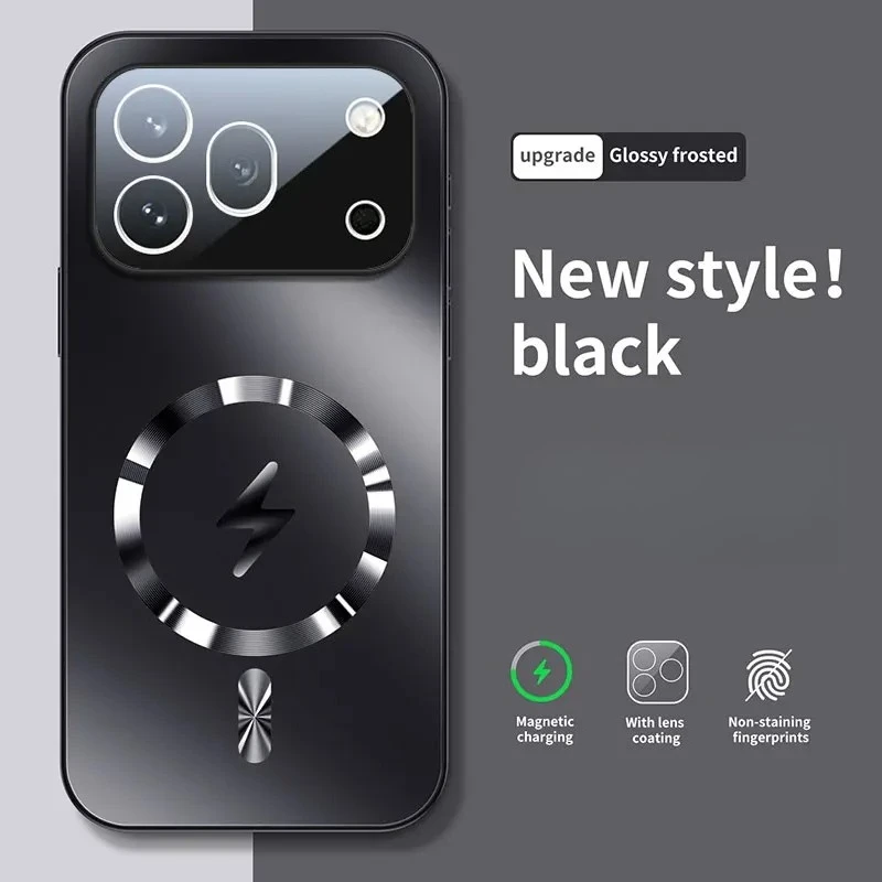 Enhanced Magnetic Wireless Charging Case with Shockproof AG Matte Glass Lens Protection