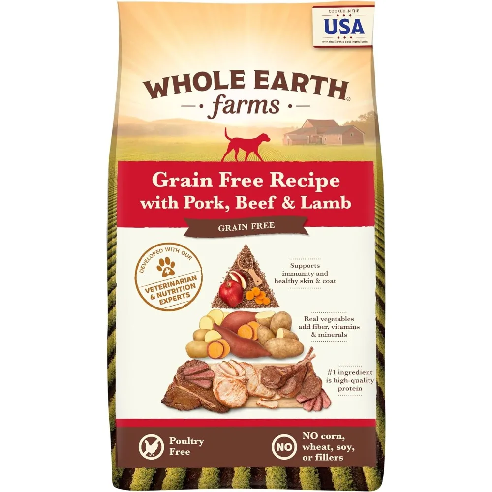 

Natural Grain Free Dry Kibble, Wholesome And Healthy Dog Food, Pork, Beef, And Lamb Recipe - 25 LB Bag