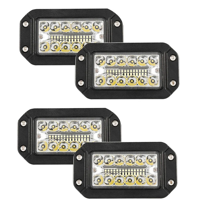 플러시 마운트 작업 조명, 슈퍼 브라이트 스포트라이트, 자동차 헤드라이트, 26 LED, 12V, 6 인치, 4 개