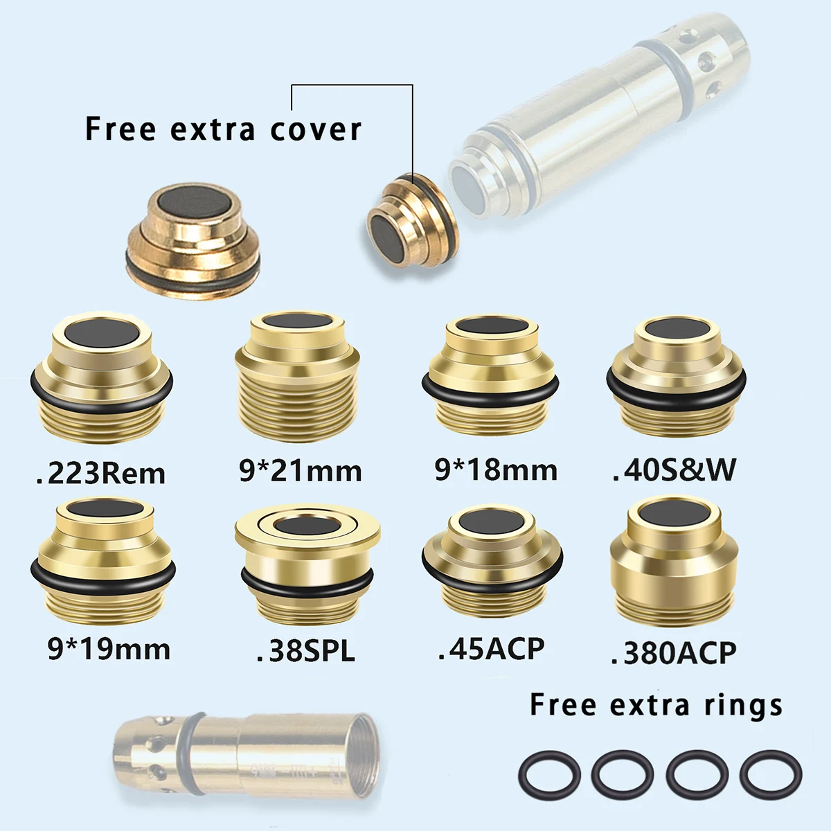 Laser Trainer Cartridge Switch Cover Training Bullet Breech Cover Cap for 9x19mm 9x18mm 9x21mm .38SPL .45ACP .380ACP .40 .223rem dry fire laser trainer