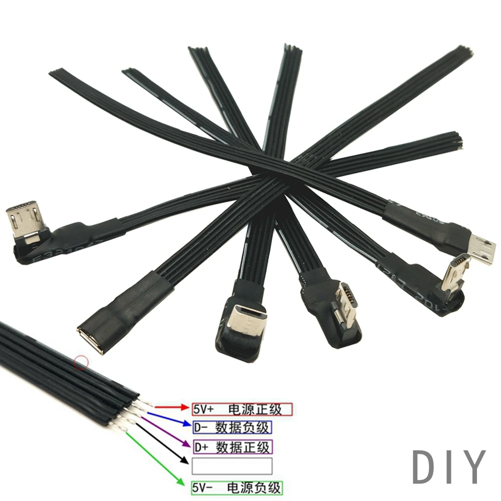 

30cm DIY Micro USB 2.0 Male Female jack Connector 4 Pin 5 Pin Extension Cable Wire Cord Power Charging Data Transmission