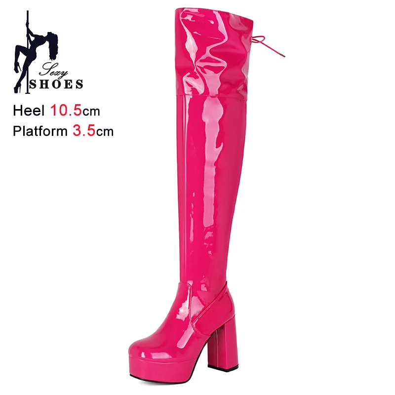 Autumn Winter Women's Knight Boots Square Toe Over-the-knee Boots Thick High Heels 10.5cm Side Zipper Modern Tall Ladies Boots