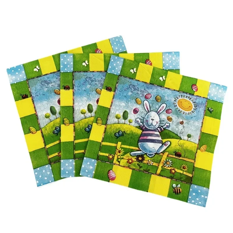10/20pcs 33cm 2-Ply Cartoon Bunny Printed Napkin Kids Birthday Party Easter Party Decoration Paper Placemats