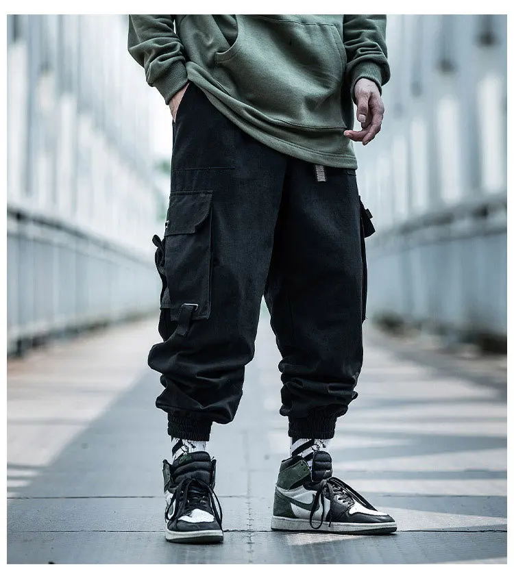 

Cargo Pants Men Hip Hop Harem Pants Streetwear Harajuku Track Jogger Sweatpants Cotton Techwear Trousers Male Pants B36