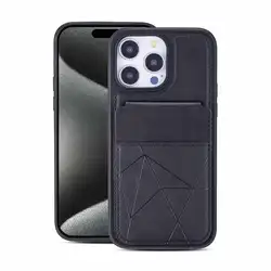 Premium PU Leather Shockproof Phone Case with Clip and Bracket Function - iPhone 15 (HEI)