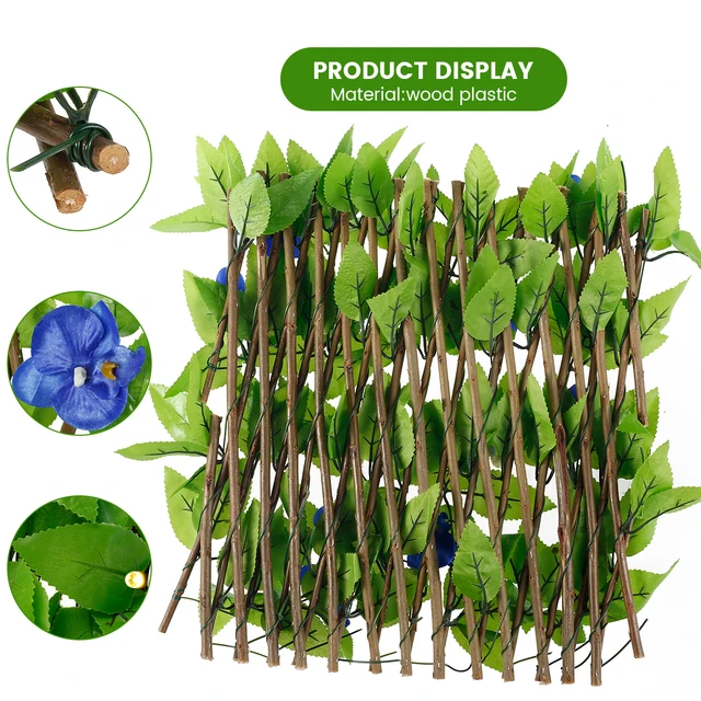 Új Kibővíthető Kerítés Adatvédelmi Képernyő 40X180Cm Mesterséges Levelek Vívópanel 8 Módban Napenergia Lámpák Faux Borostyán Hedge Virág - Image 3