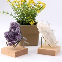 Metal Arm Mineral Stand Display Holder Rack Wood Support Base for Crystal Minerals Ores Agate Rocks for Home Office Show Room 2