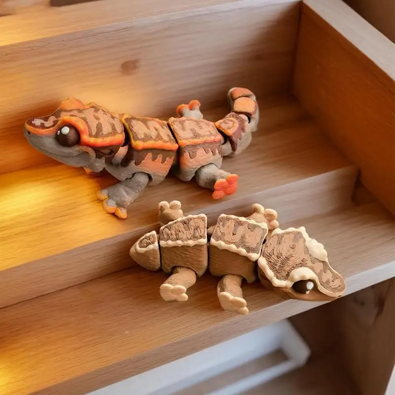 3D-Gedruckte Mini-Wimpernhörner, Gecko-Schlüsselanhänger, Wohndekoration, Handarbeiten, Gelenkig, Beweglich, Taschenanhänger – Detail 5