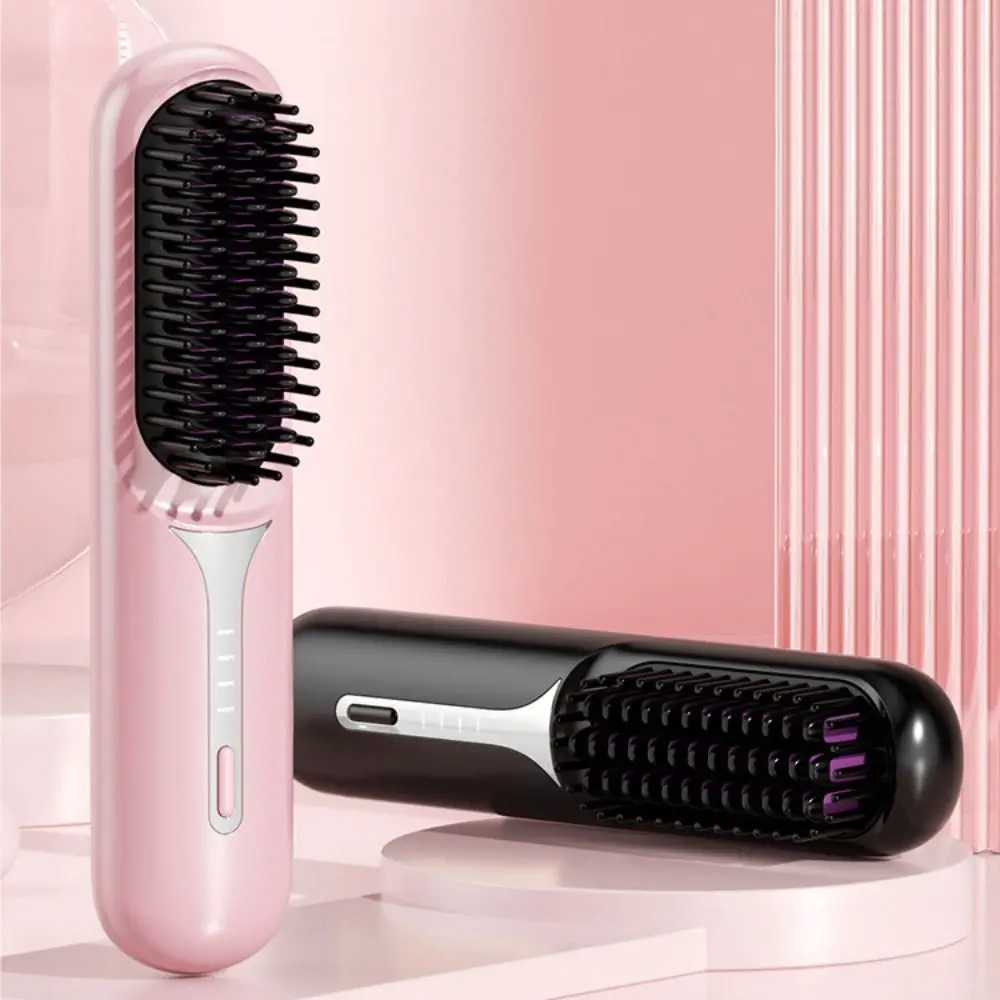 Fast Heating Wet Dry Hair Straightener Negative Ions USB Charging Portable Hair Comb Professional Wireless Heating Comb